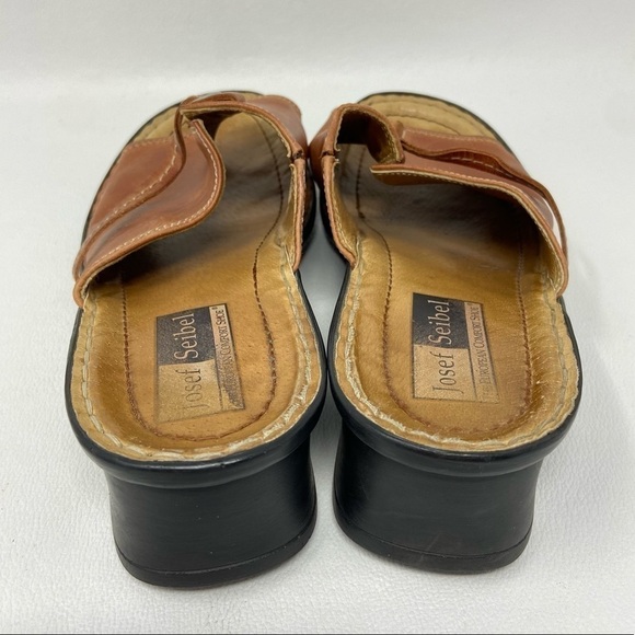 Josef Seibel Brown Leather Slide Block Heel Sandals Shoes Women's size US 9-9.5 - Picture 13 of 14